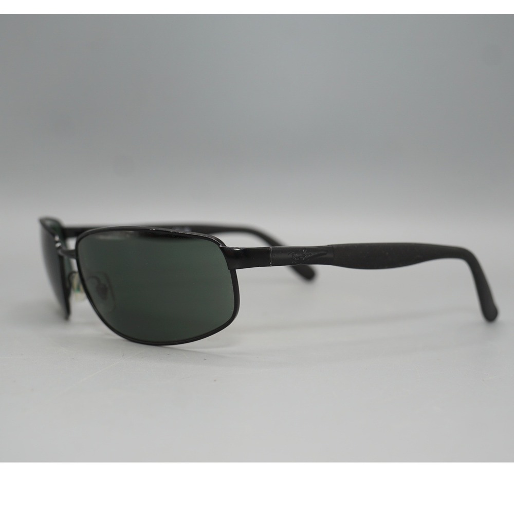 Ray-Ban RB3254 006 Rectangular Matte Black Metal Sunglasses Green Lens 61-16 130